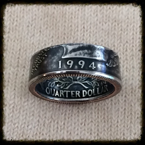 1965 - 1998 Washington Quarter Coin Ring - Birth Year Coin Ring - Sizes 4.5-10