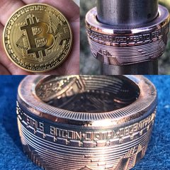 Bitcoin Coin Rings - Sizes 9.5 - 15 - Super Unique With A Rose Gold Color