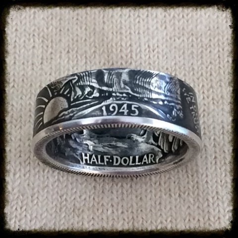 1935-1947 Walking Liberty Half Dollar Coin Ring - Sizes 7 - 14.5